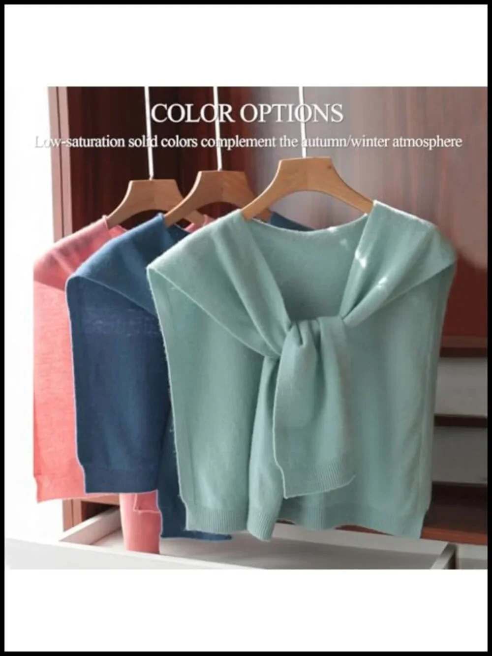 Knitted Knot Shawl Wrap 100% Wool Long Sleeve Blouse